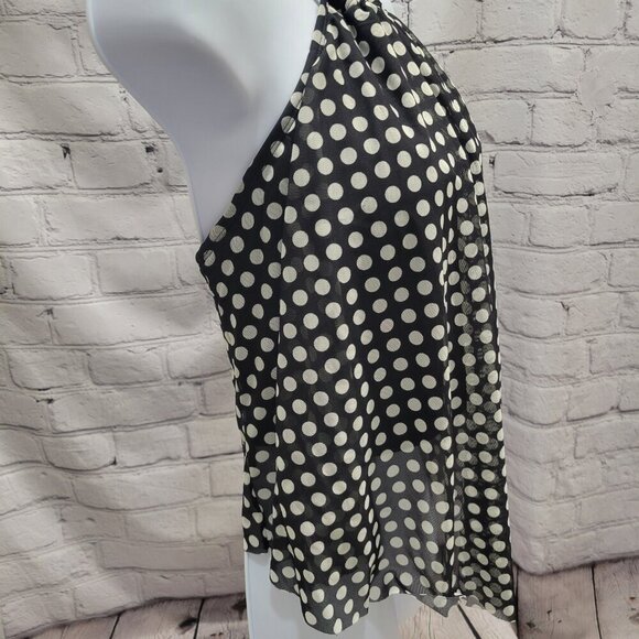 Coco Reef Aura Mesh Ruffle High Neck Polka Dot Cropped Tankini Top - Picture 3 of 6